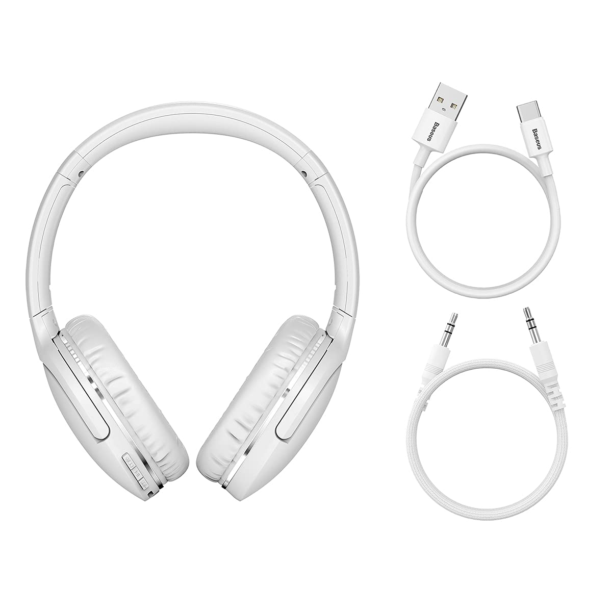 Baseus Encok Bluetooth Headphone Over Ear, D02 Pro Wireless Headphone With Soft Cushion & Foldable, 50H Playtime Gaming Headphones V5.3 – White