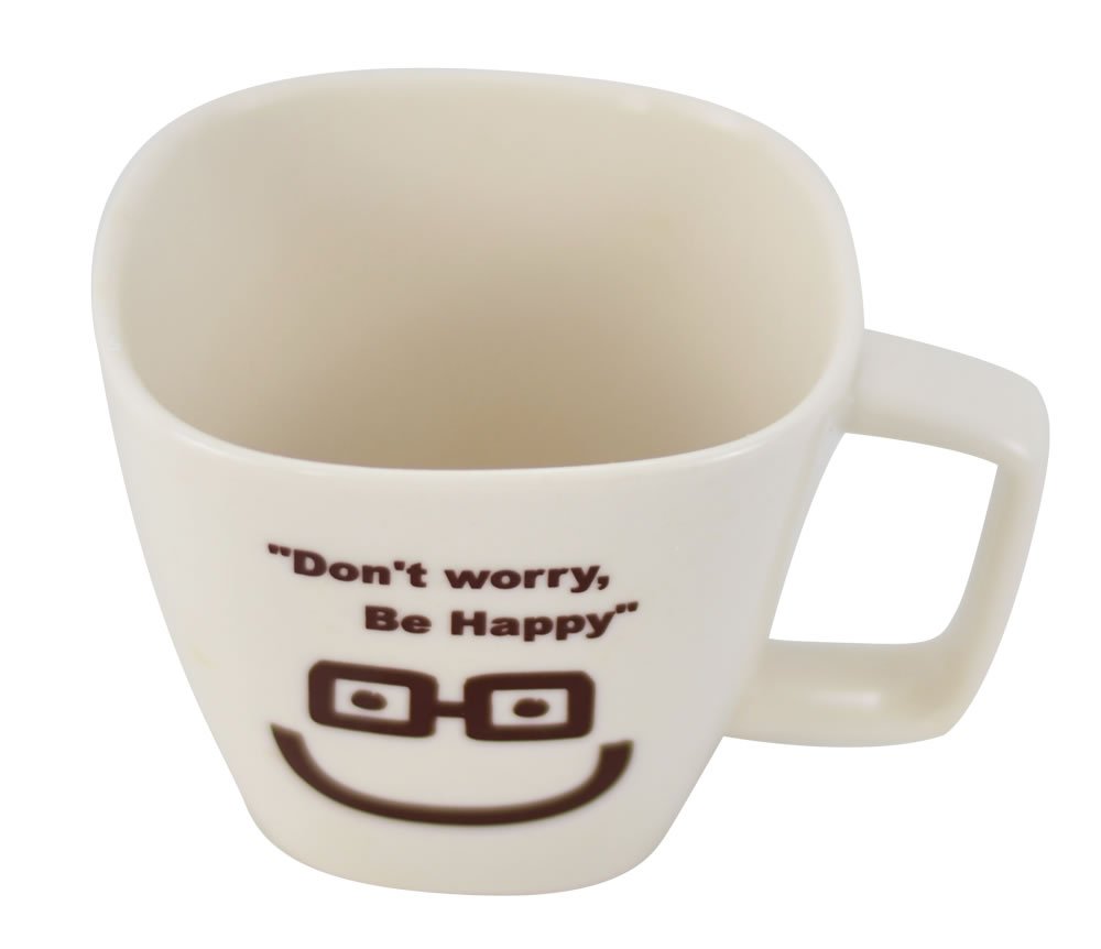 Southern Homewares "Don't Worry, Be Happy Ceramic Tea Coffee Cup, White