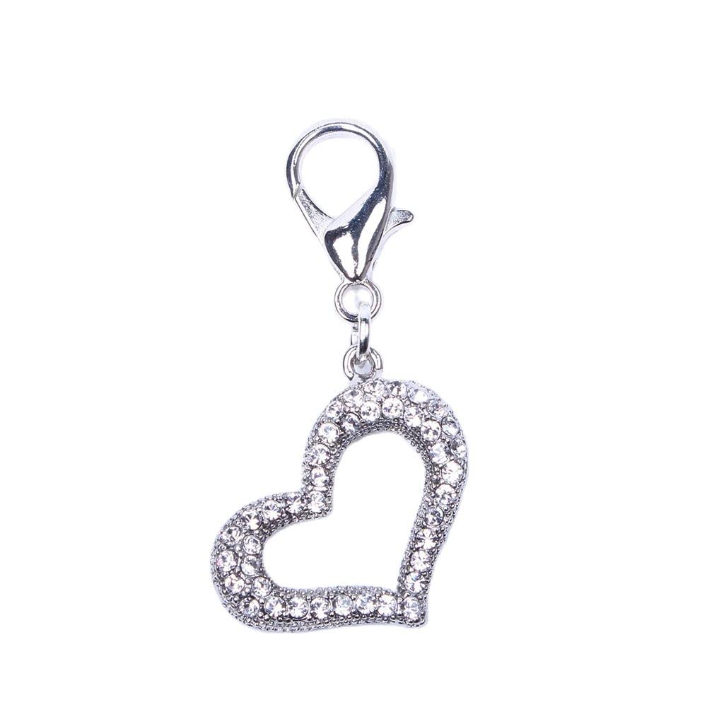 XKSRWE Bling Rhinestones Heart Charm Pendant Jewelry for Pet Dog Cat Puppy Necklace Collar Accessory