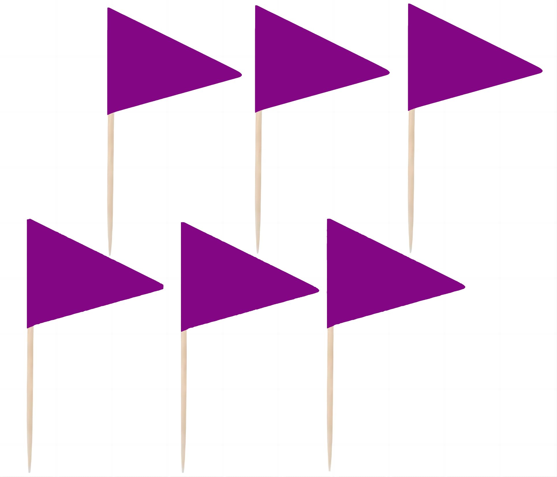 JAVD Solid purple Toothpick Flags Small Mini Plain purple Color Triangle Stick Cupcake Toppers Flags DIY Decoration (100 Pcs)