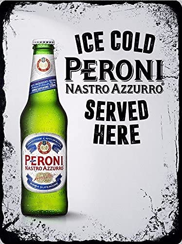 Novelty Retro Vintage Wall tin Plaque 20x15cm - Ideal for Pub shed Bar Office Man Cave Home Bedroom Dining Room Kitchen Gift - Beer Lager Peroni Nastro Azzurro - Decorative Sign