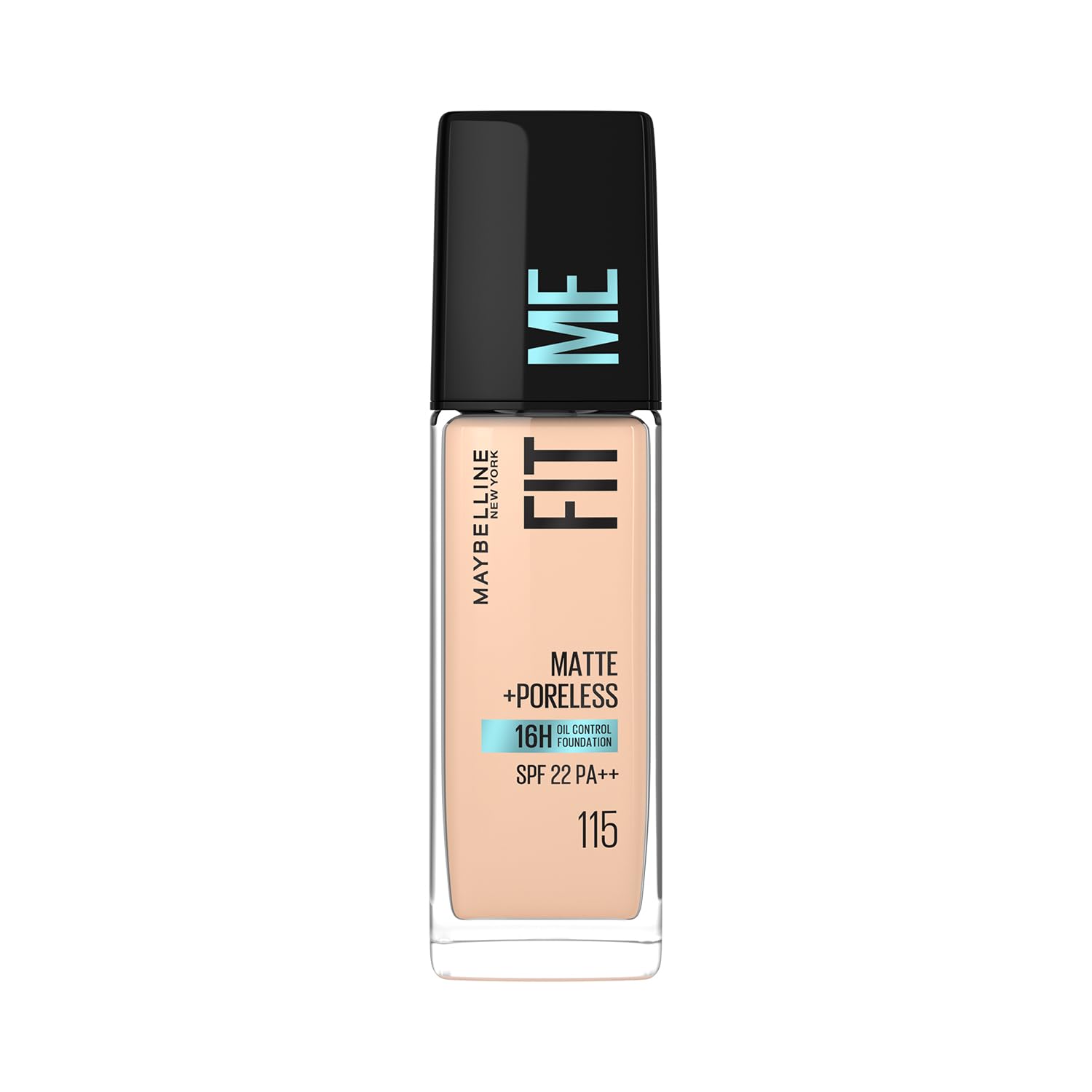 Maybelline New York Liquid Foundation, Matte Finish, With SPF, Absorbs Oil, Fit Me Matte + Poreless, 115 Ivory, 30ml