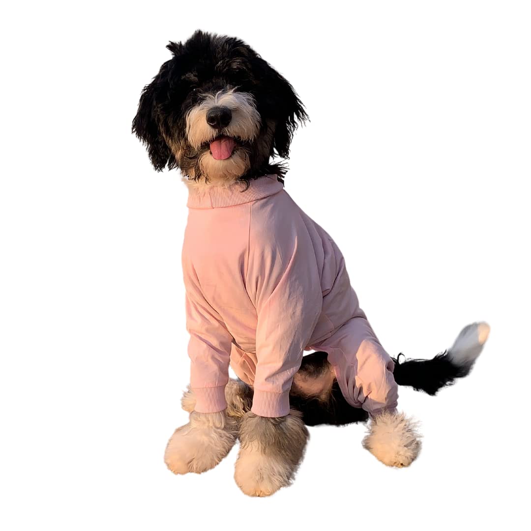 Blondie & Freckles Large Dog Pajamas, Soft Cotton PJs for Big Pups, Lightweight Removable Pullover Pet Jumpsuits, Post Surgery Shirt, Clothing Reduces Shedding & Licking -Pink - Extra Large XL