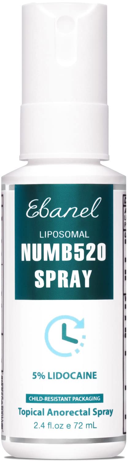 Ebanel 5% Lidocaine Spray Pain Relief Numb520 Numbing Spray with Phenylephrine, Topical Lidocaine Anesthetic Pain Relief Spray with Arginine, Allantoin, Secured with Child Resistant Cap, 2.4 Fl Oz