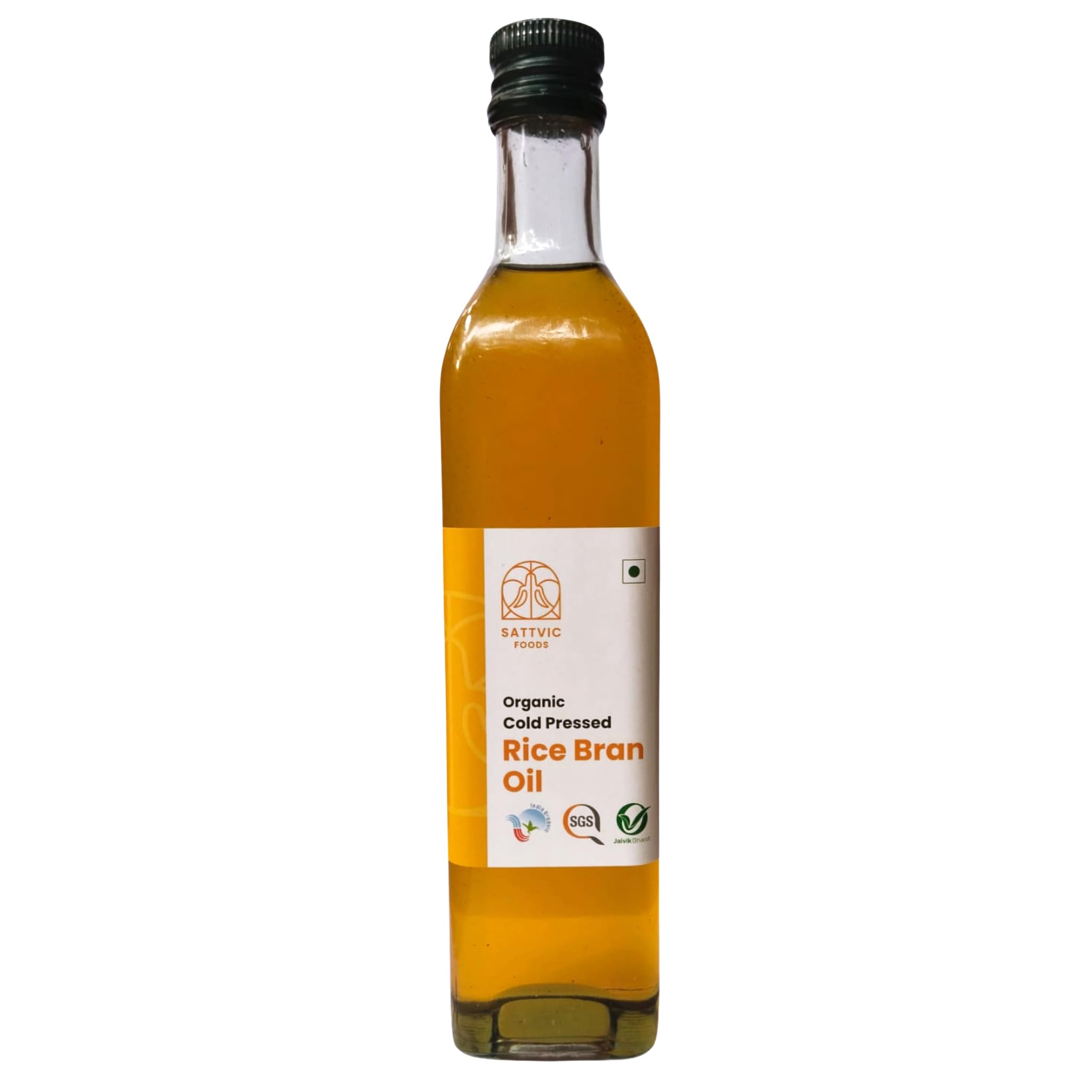 Sattvic Foods Organic Rice Bran Oil (1 L) | Cold Pressed Oil | Low in Cholesterol & Trans Fatty Acids | Antioxidant-Rich & Heart-Friendly | High Smoke Point | Ideal for Frying, Sauteing & Baking