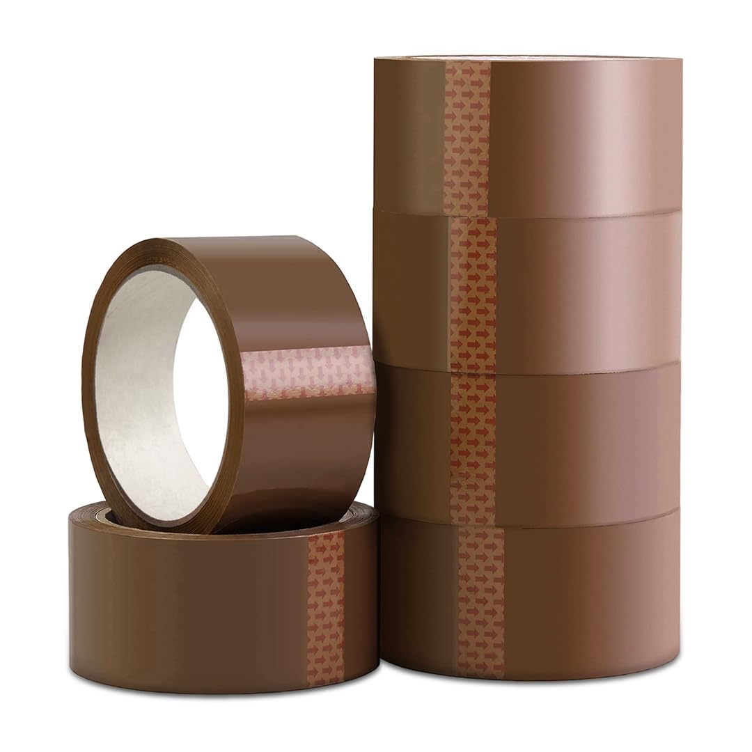 Packaging Tape, Brown Packaging Low Noise Tape 48mm x 66mm, Heavy Duty Brown Tape for Box Packaging, Strong and Secure Packaging Tape for Moving House, Sticky Tape For Packaging (BROWN, 6 ROLLS)