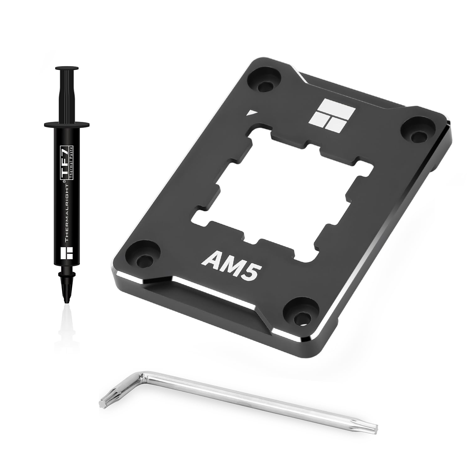 Thermalright ASF-BLACK AM5 CPU Secure Frame,CPU Anti-Bend Fixing Frame, CPU Correction Retainer, AM5 Aluminum Alloy Fixing Bracket, CPU Optical Fit Adhesive Adhesive Mounter, CPU Cooler Standard,Black