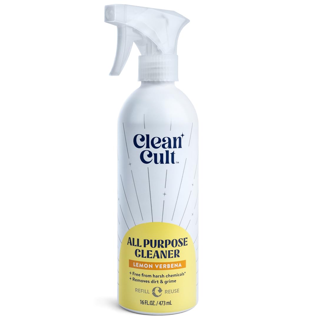 CleancultLemon Verbena - All Purpose Cleaner - Refillable Aluminum Bottle - Cleaner Spray that Removes Dirty & Grime - 16 oz - 1 Pack