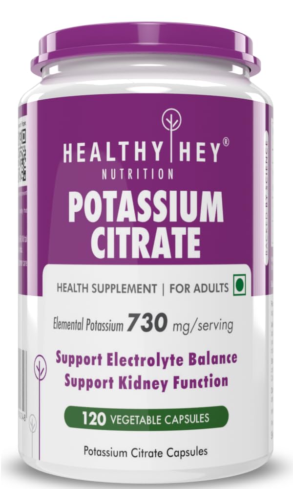 Healthyhey Nutrition Potassium Citrate 730mg - 120 Vegetable Capsules