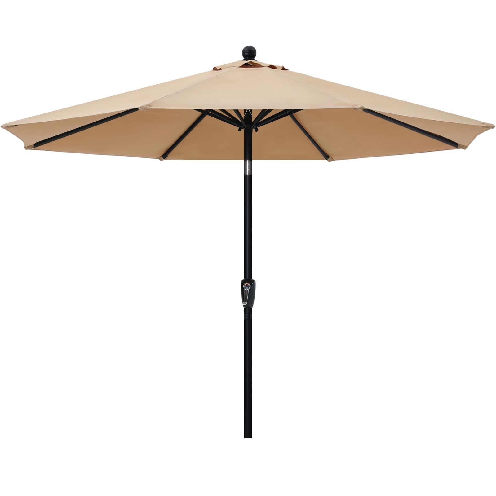 ABCCANOPY9FT Patio Umbrella - Outdoor Waterproof Table Umbrella with Push Button Tilt and Crank, 8 Ribs UV Protection Pool Umbrella for Garden, Lawn, Deck & Backyard (Khaki)