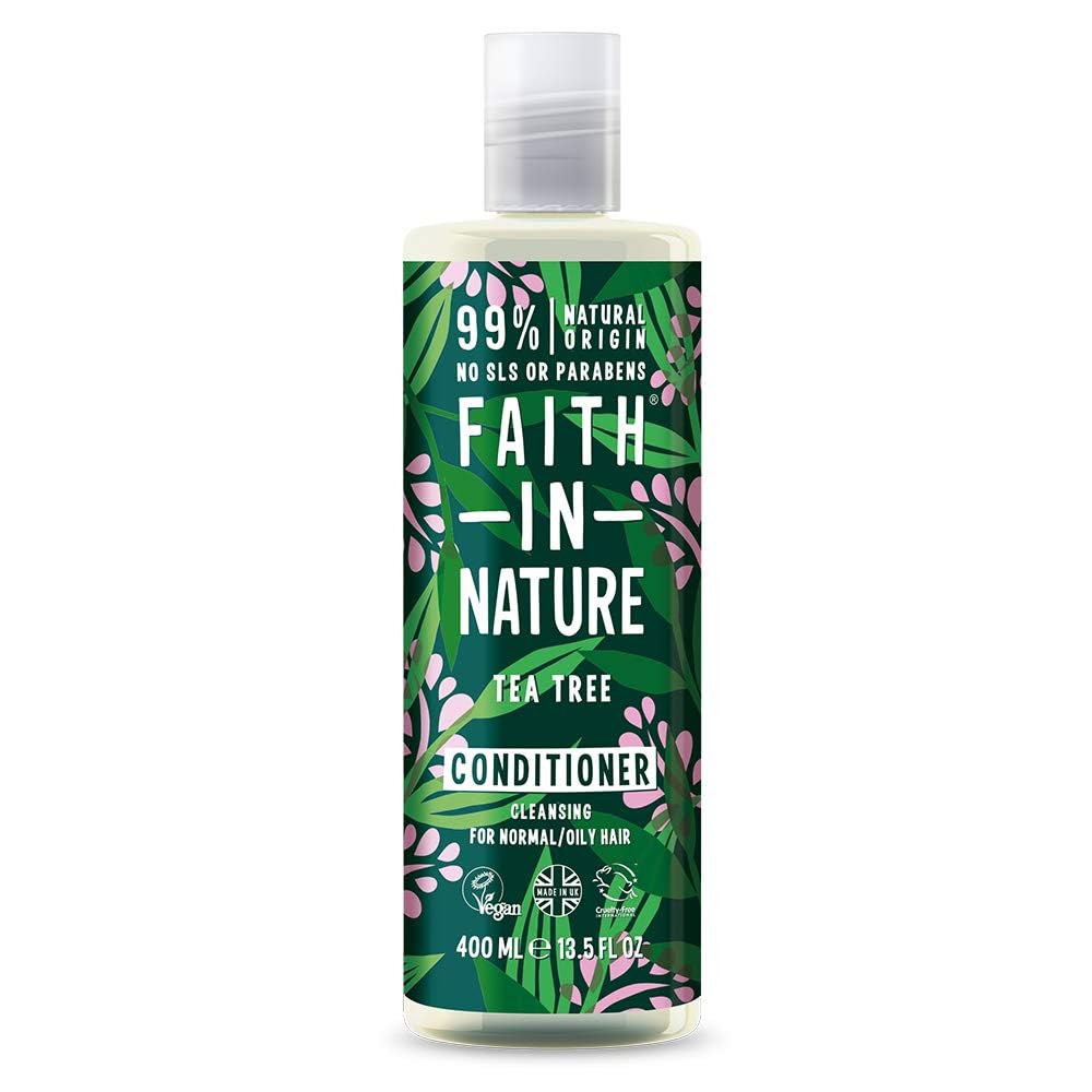 Faith In NatureNatural Tea Tree Conditioner, Cleansing, Vegan & Cruelty Free, No SLS or Parabens, For Normal to Oily Hair, 400ml