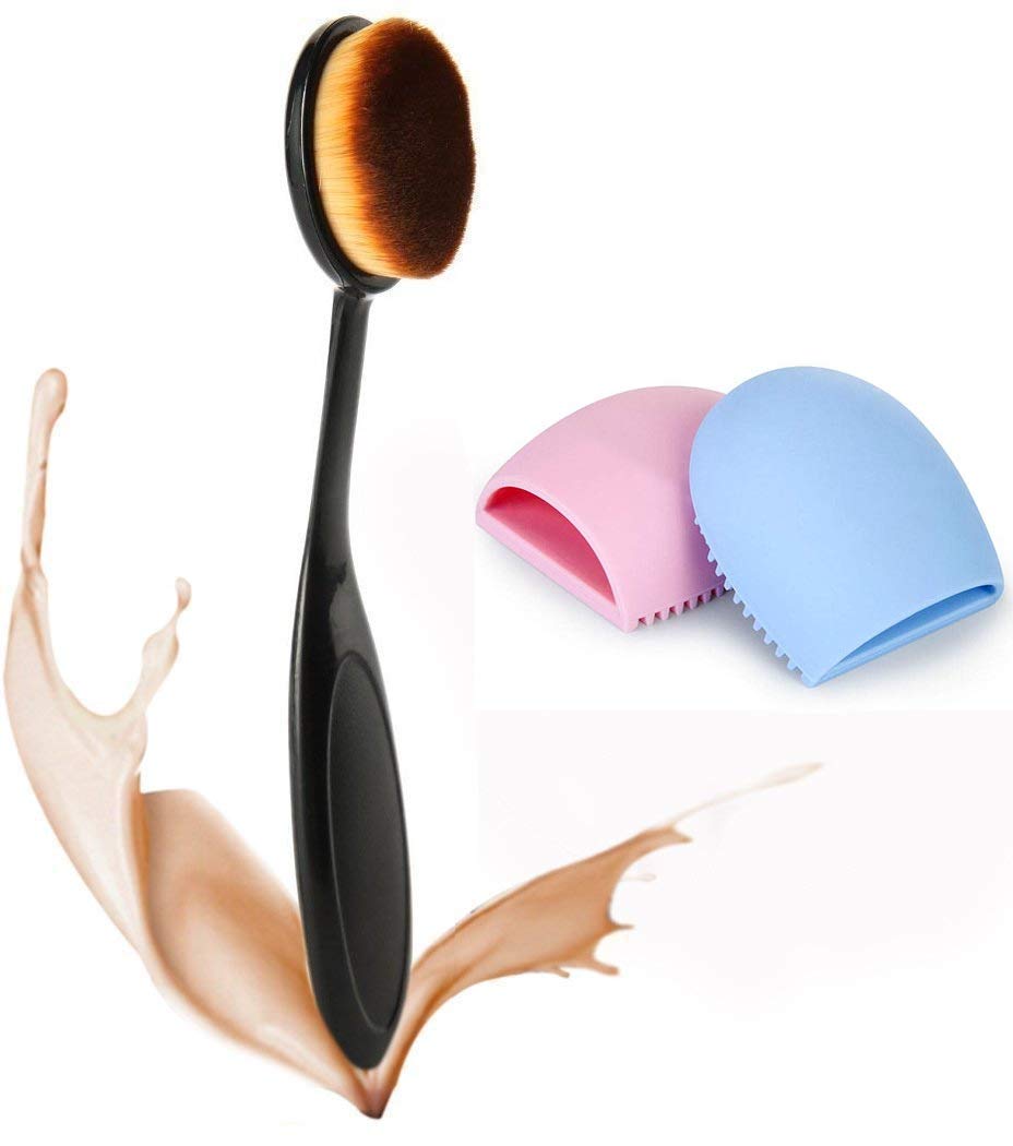 Spanking Beauty Pcs Makeup Sponges with Makeup Foundation Brush, Professional Foundation Beauty Sponge and Makeup Brush for Liquid, Cream and Powder (1 Brush Egg Cleaner + 1 Foundation Brush)