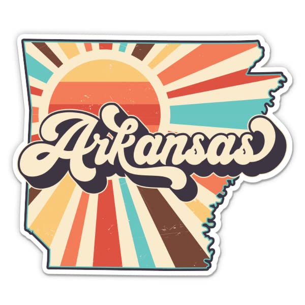 Arkansas Retro Style State Vinyl Sticker - Car Phone - 3"