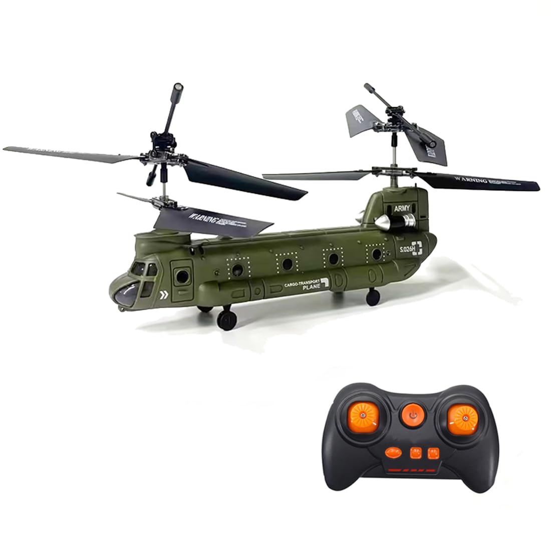 WeendiyptyRemote Control Helicopter, S026H Military Transport RC Helicopter with Altitude Hold, One Key take Off/Landing, LED Light, Low Battery Reminder, Army Helicopter Aircraft Toys