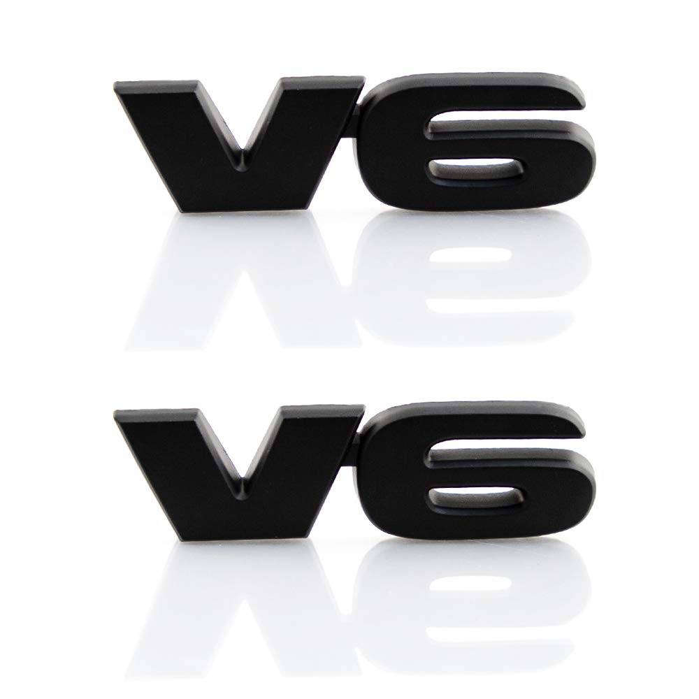 2PC 3D V6 Emblem Metal Badge Decal Car Fender Trunk for 4Runner Tacoma Sequoia (Black)