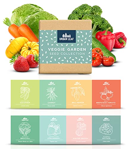 Vegetable Seeds for Planting | Veggie Seeds Variety Pack | Tomato, Pepper, Broccoli, Squash, Carrot, Cucumber, Lettuce | Drought-Tolerant, Pest-Resistant Vegetable Seeds by Urban Leaf