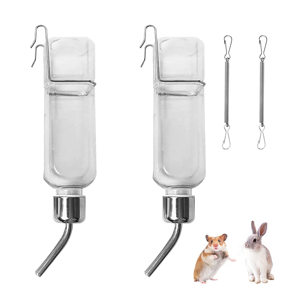 Gobesty Rabbit Drinking Bottle with Holder, Pack of 2 Rabbit Water Bottles, 350 ml Rabbit Drinking Bottle, Hanging Pets Water Bottles for Rabbits, Guinea Pigs, Hamsters, Chinchillas