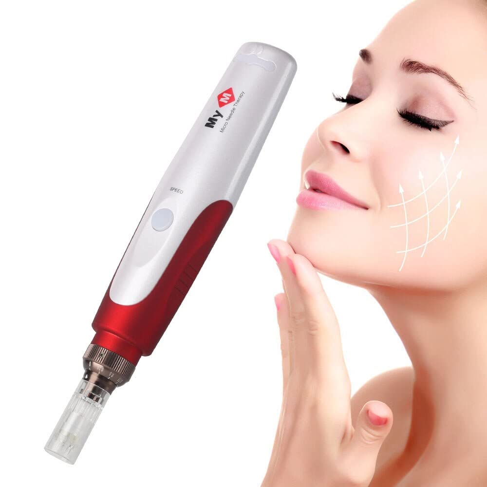 Kostech MyM Derma Pen with 2 Extra 12 Needles Cartridges Derma Pen | Mesopen for Anti Aging | Skin Facial Care | Skin Rejuvenation