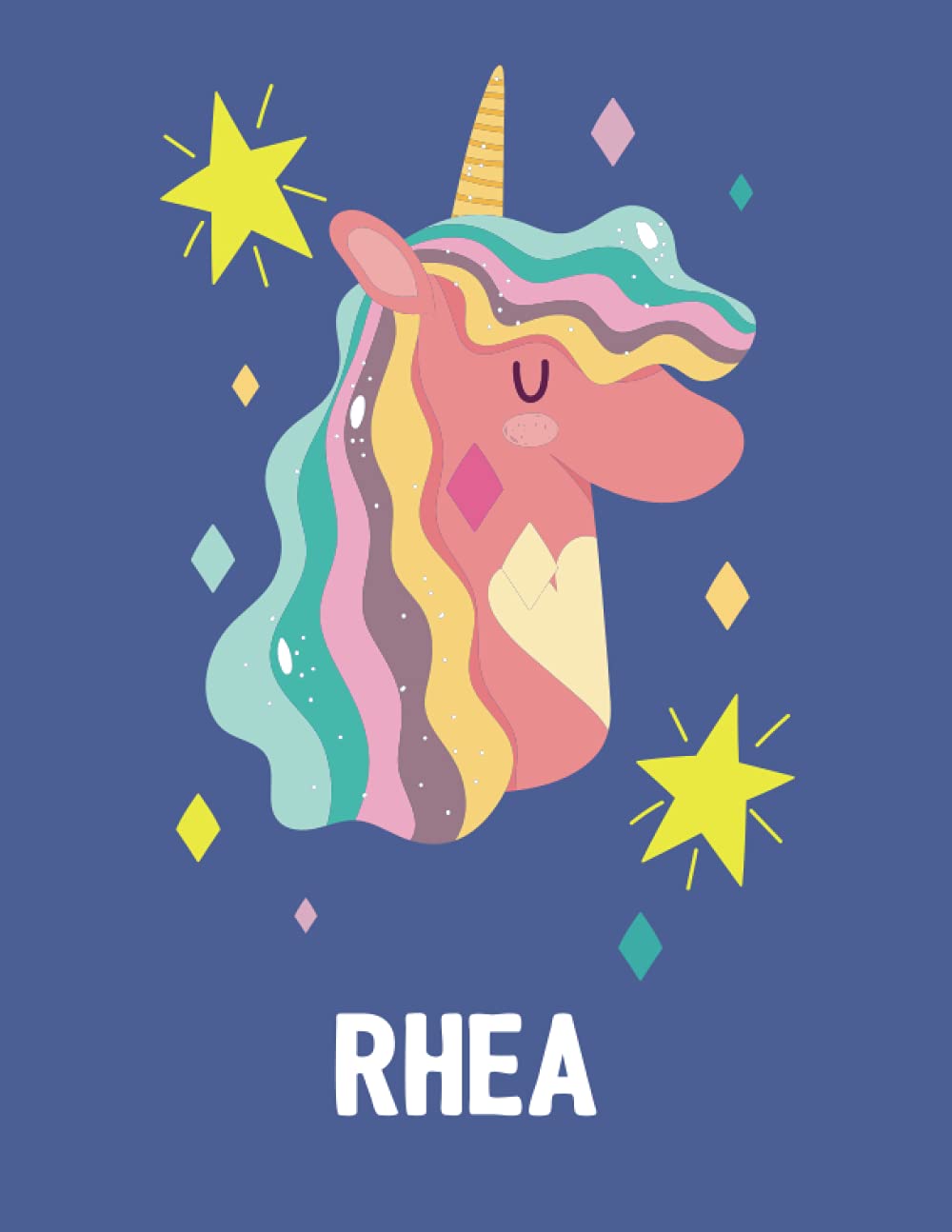 Rhea: Unicorn Notebook Personal Name Wide Lined Rule Paper | Notebook The Notebook For Writing Journal or Diary Women & Girls Gift for Birthday, For Student | 162 Pages Size 8.5x11inch