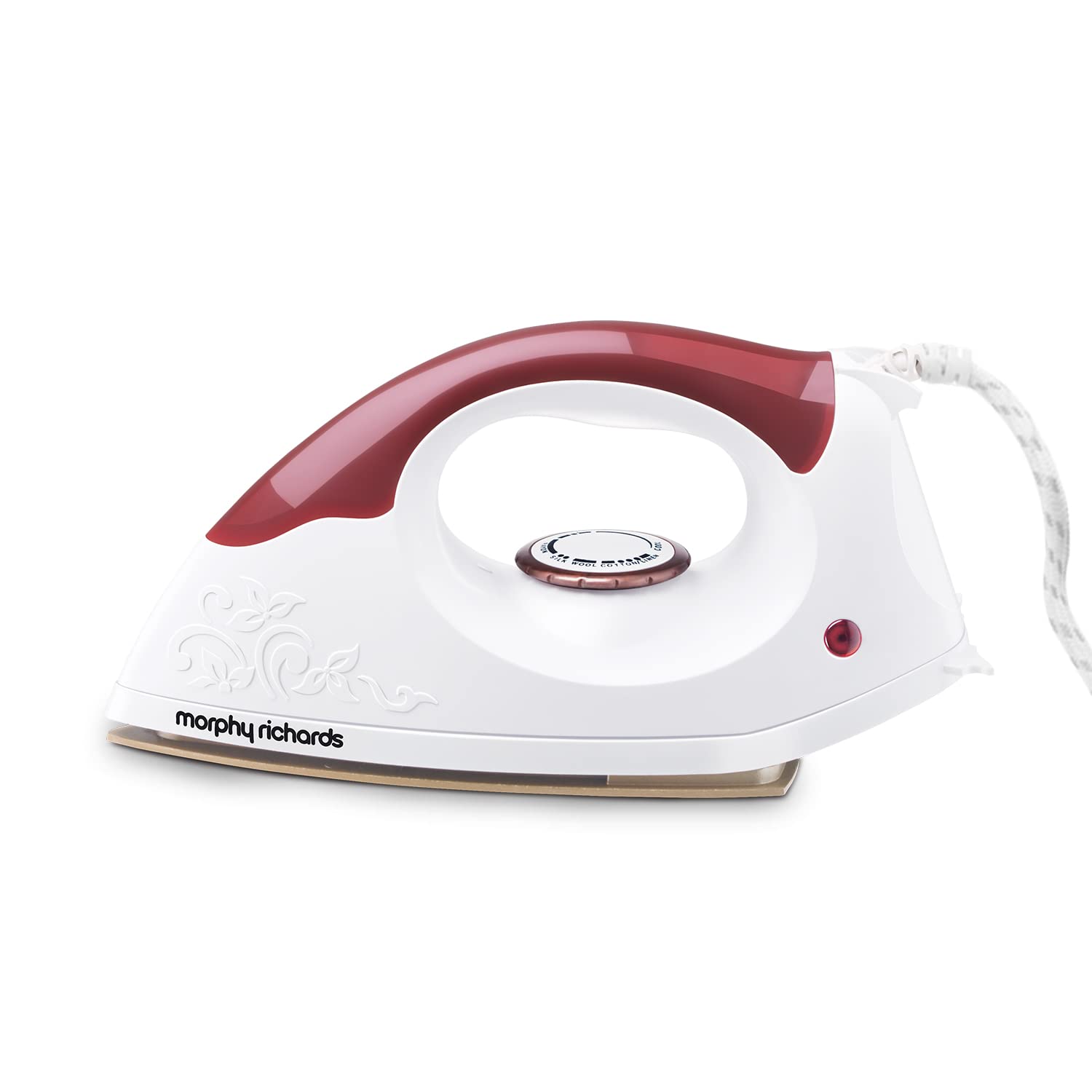 Morphy Richards Plastic Daisy 1000 Watts Dry Iron With American Heritage Non-Stick Coated Soleplate, White