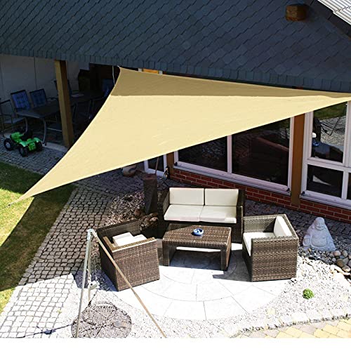 Sun Shade Sail Triangle Sun Shelter Canopy Waterproof Outdoor UV Blockage Awning Camping Shade Garden Patio Pool Yard Pergola For BBQ Barbecue Party Outdoor Activities(Beige)