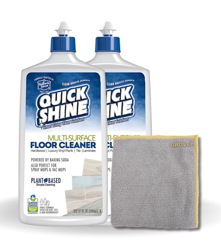 Quick Shine Multi-Surface Floor Cleaner Liquid Bundle - Rinse-Free, No-Bucket Cleaner for Tile, Wood, and Vinyl Floors - Wooden Floor Cleaner - Laminate Floor Cleaner - Vinyl Floor Cleaner - 27 oz