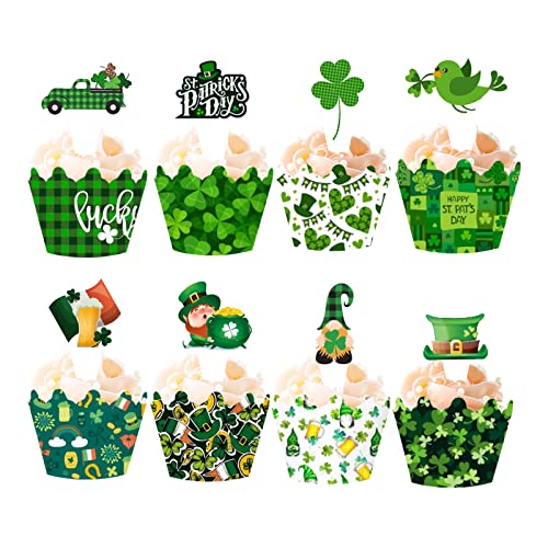 48 Pcs St.Patrick’s Day Clover for St. Patrick’s Day Party Favor Supplies Decorations Food Cake Decor Birthday