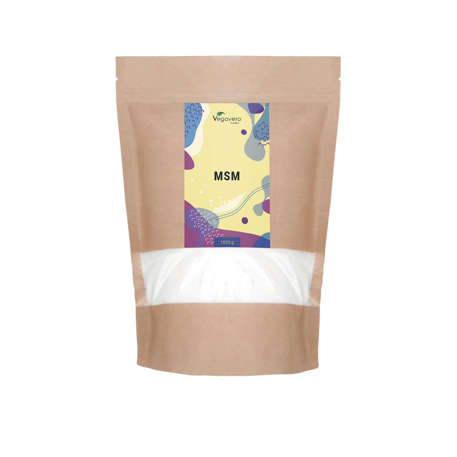 Vegavero Pure MSM Powder 1kg | Bag | Distilled Organic Sulphur | NO Additives & Non GMO | Lab-Tested Methylsulfonylmethane MSM Supplements | MSM Powder 1000g | Vegan