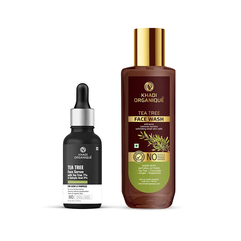 KHADI ORGANIQUETea Tree Skin Care Combo With Face Serum And Face wash For Acne And Pimples