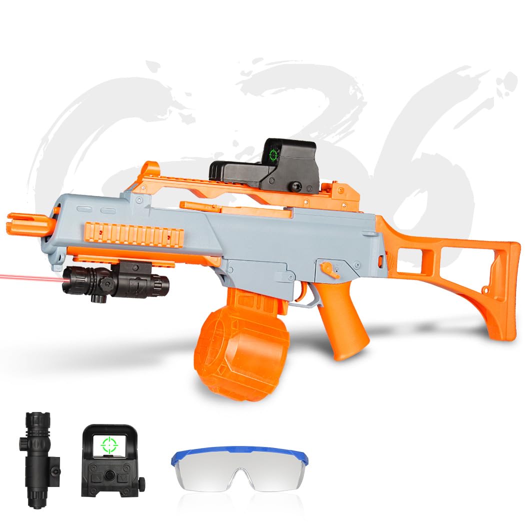 Soft Blaster Automatic, Blaster with Upgrad Drum Magazine, Auto Blaster Gift for Adults (Orange)