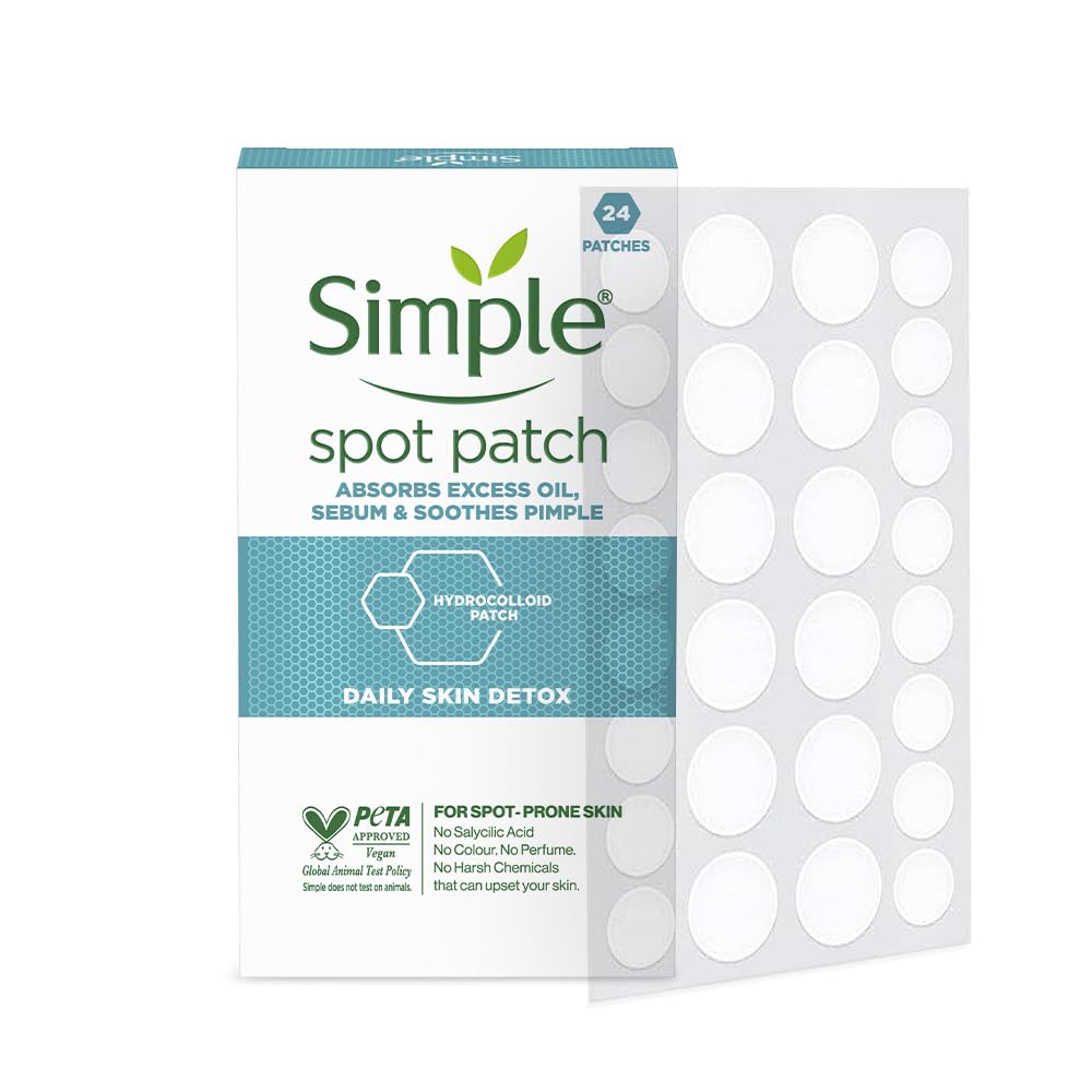 Simple Daily Skin Detox Spot Patch, 24 patches, Soothes pimples and controls oil & sebum