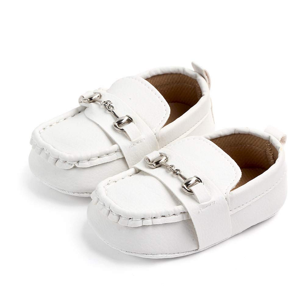 QIETION Baby Girls Boys Loafers, Cute Newborn Crib Shoes, PrewalkerPU Sneakers, Perfect for Baptism/Crawling/Wedding