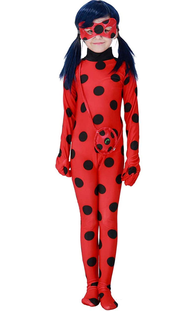 KSHUN Chlid Halloween Costumes Kids Ladybug Costumes Girls Ladybug Cosplay Costume (Red,Medium)