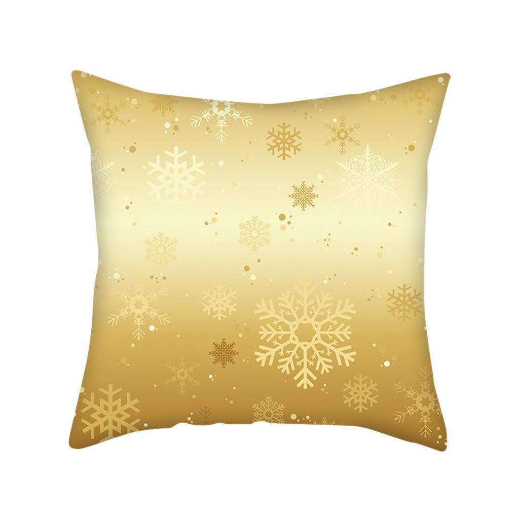 FEE-ZC Decorative Square Linen Gold Throw Pillow Case Pillowcases make home look more comfortable warmth 45 x 45 cm Christmas Cushion Covers Pillowcases for Living Room Sofa Bedroom