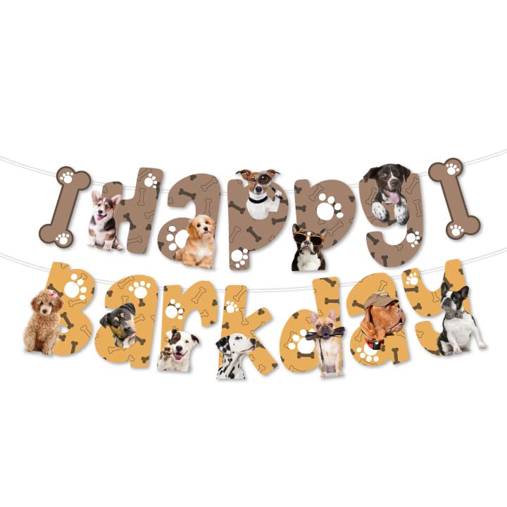 Festiko® 1 Pc Happy Barkday Banner With Ribbon For Dog's Birthday, Hanging Decoration Supplies For Dogs, Dog Birthday Supplies, Pet Birthday Decoration