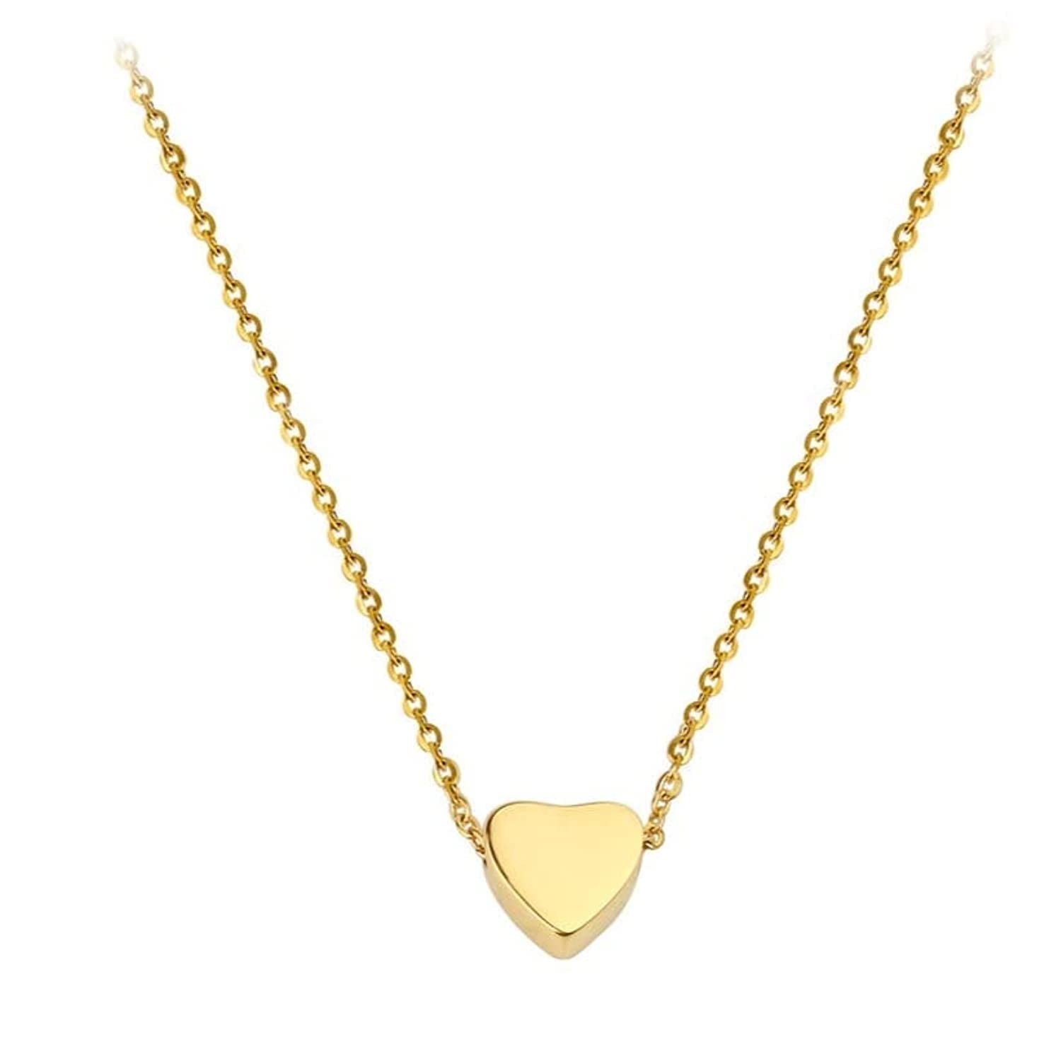 GenericSimple Gold Love Heart Pendant Necklace Choker Chain Valentines day Gift for Her Necklace for women, girls and teens.