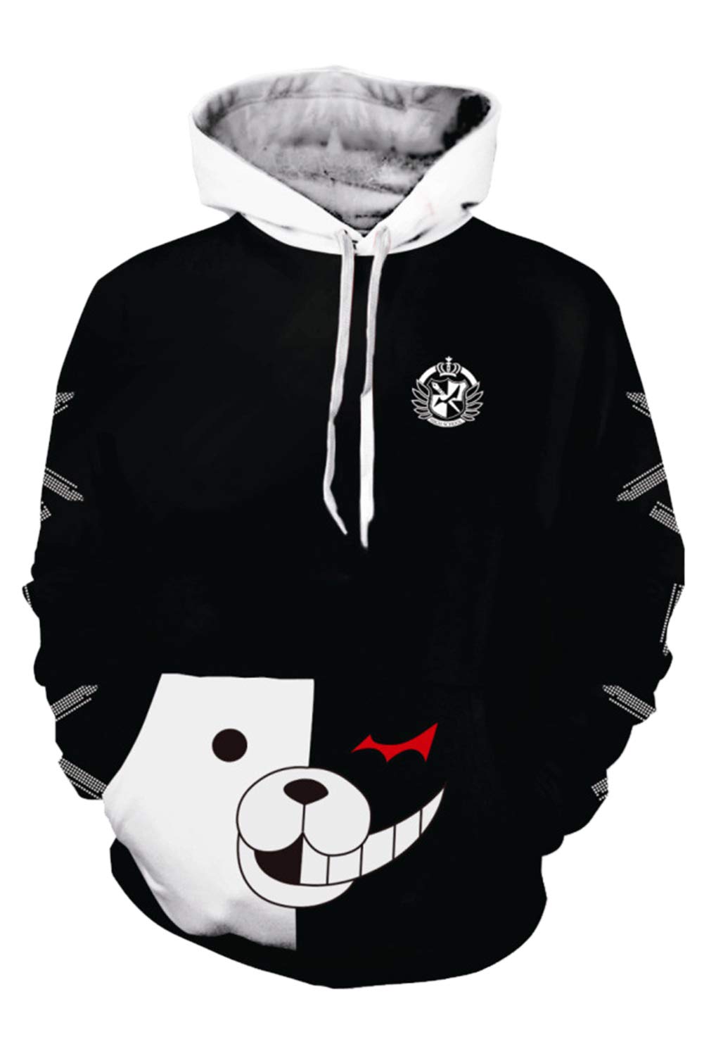 Adult Monokuma Hoodie Jacket Black White Bear Print Cosplay Hoodies Sweatshirt