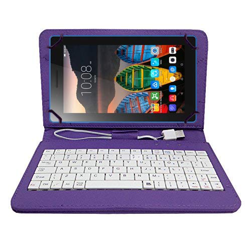 HELLO ZONE Exclusive 7� Inch USB Keyboard Tablet Case Cover Book Cover for Intex Ibuddy Tablet -Purple