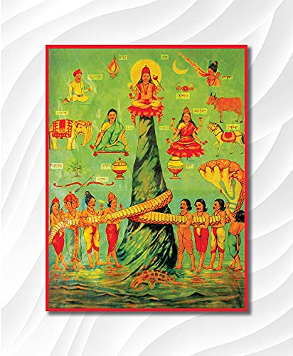 Namaste Home - Canvas Painting - Samudra Manthan - Modern Art - Abstract Art - Canvas Painting for Home and Office (Cotton Canvas, Small Size 19X15 Inches, Multicolor)