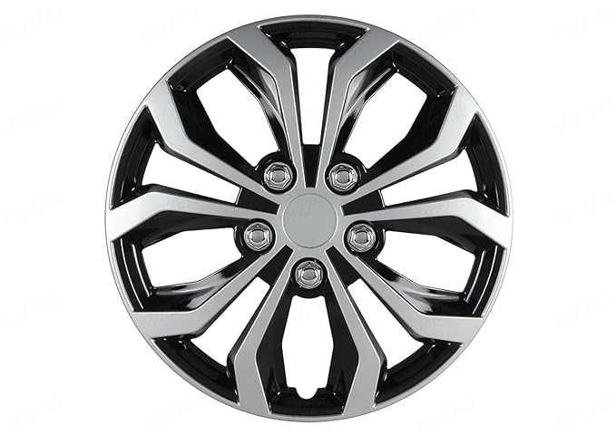 V.Ecom Premium Hubcap Wheel Cover 15" inch | Set of 4 Pcs | Steel Wheels ABS with Retention Ring | Suitable for 15' Inch Tyres.