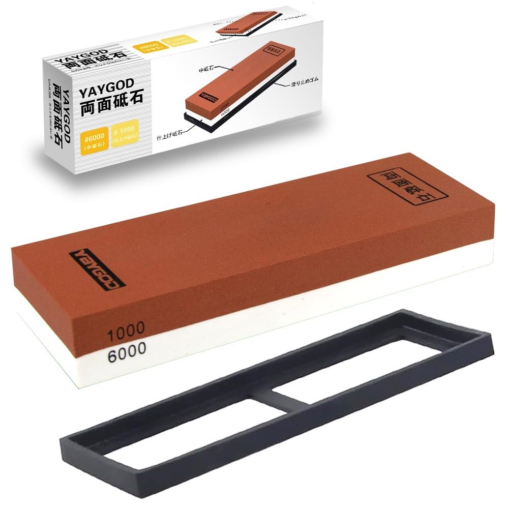 Professional Whetstone 1000/6000#, Whetstone Knife Sharpening Stone Set,[Non-Slip Rubber Stone Holder Included],Double-sided whetstone kit,Waterstone for Kitchen Knives,Scissors,Razors. (1000/6000)