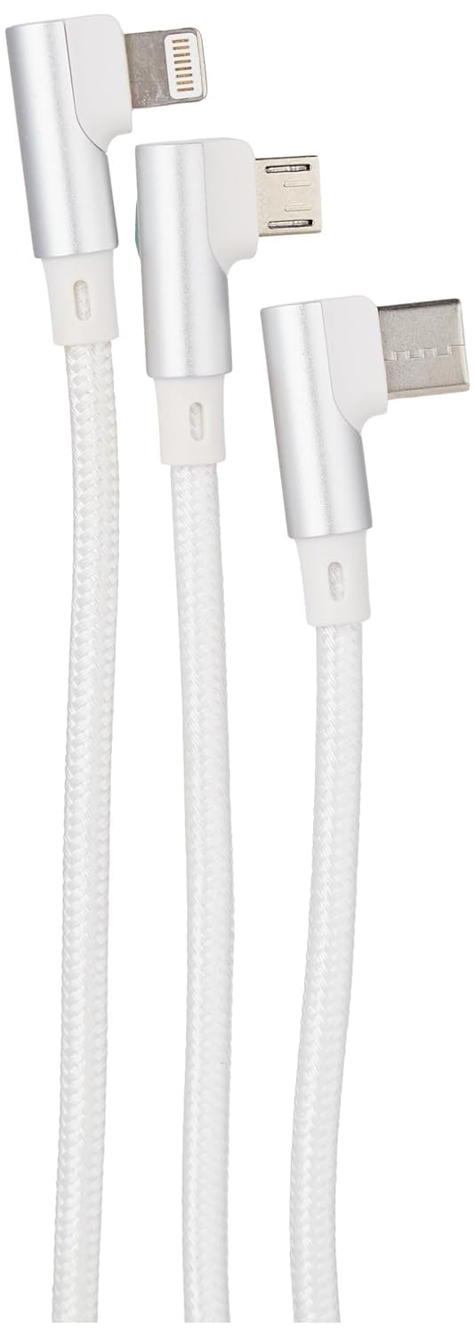 Swiss Military 3-in-1 Multi Fast Charging Cable (6FT/2M): Original 5A, Lightning/Type C/Micro, Compatible with iPhone/Huawei/Samsung/OPPO/VIVO/Xiaomi/Honor, 5Amps – White