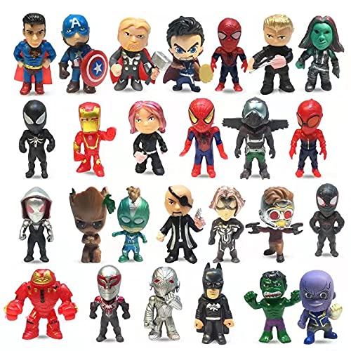 26 Pieces Superhero Mini Action Figures Sets for Boys Titan Hero Series Small Super Hero Statues Birthday Party Gifts Cupcake Toppers Decoration , Ornaments Toys Supplies