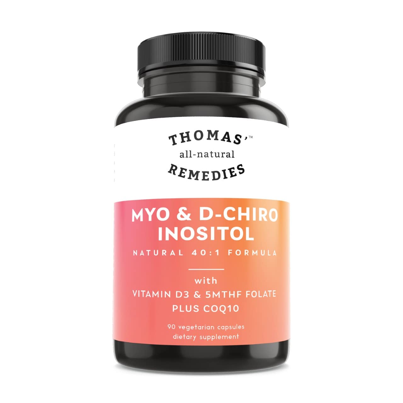 Myo Inositol Supplement & D-Chiro Inositol Blend Supplement with Folate and Vitamin D3, 40 to 1 Ratio, Non-GMO, No Fillers, CoQ10, 90 Vegan Capsules