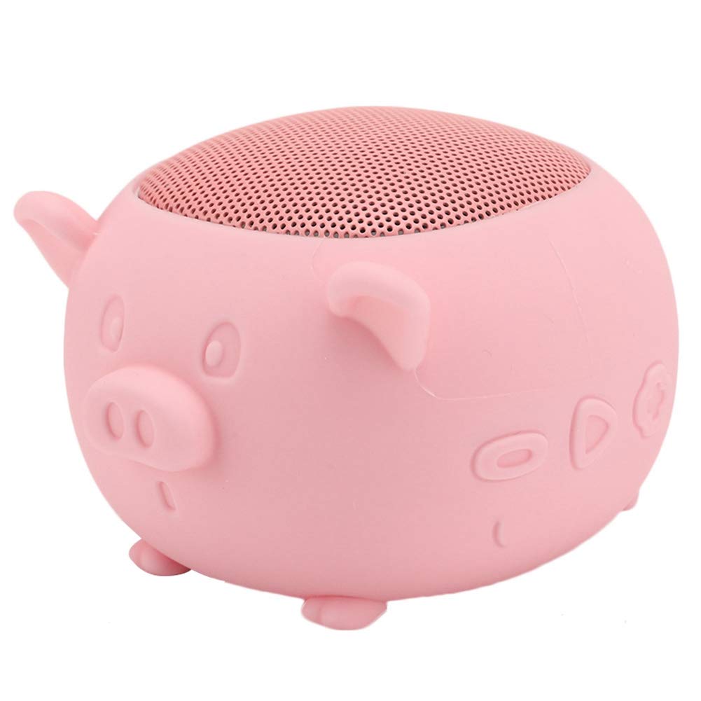 PUSOKEI Pig Bluetooth Portable Speaker, Mini Bluetooth Animal Wireless Speaker Built-in 3W Imported Speaker for Home Party Cafe Bar Compatible with for Android Devices/Laptop/Mobile Phone (Pink)