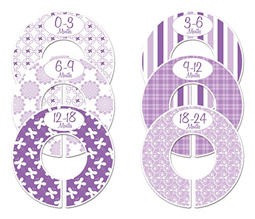 6 Baby Girl Nursery C134 Clothing Size Closet Dividers Purple Theme