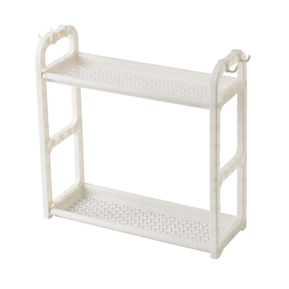 Kitchen Shelves Spice Bottle Storage Shelf Floor-Standing Kitchenware Shelf,White