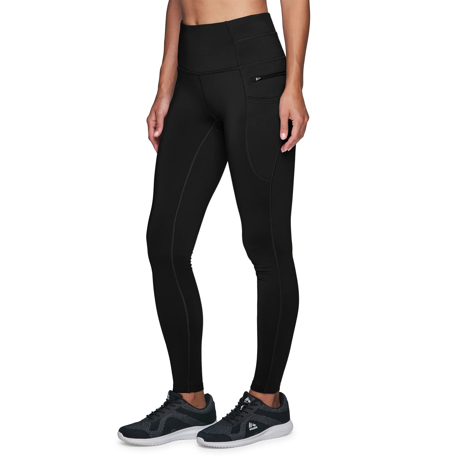 RBX Women's Fleece Legging Outdoor Running Fleece Lined Leggings with Zipper Pockets