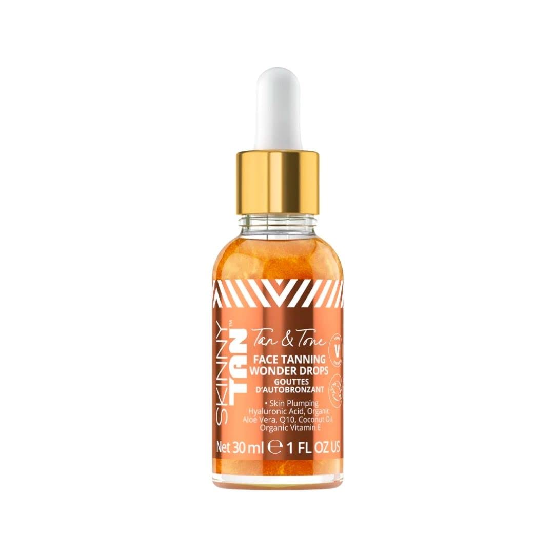 Skinny Tan Tan and Tone Self Tanning Drops for Your Face - Gradual Tan Drops Serum with Hyaluronic Acid - Transforms Skincare into Gradual Tanner - Helps Even Skin Tone and Enhance Complexion - 1 oz