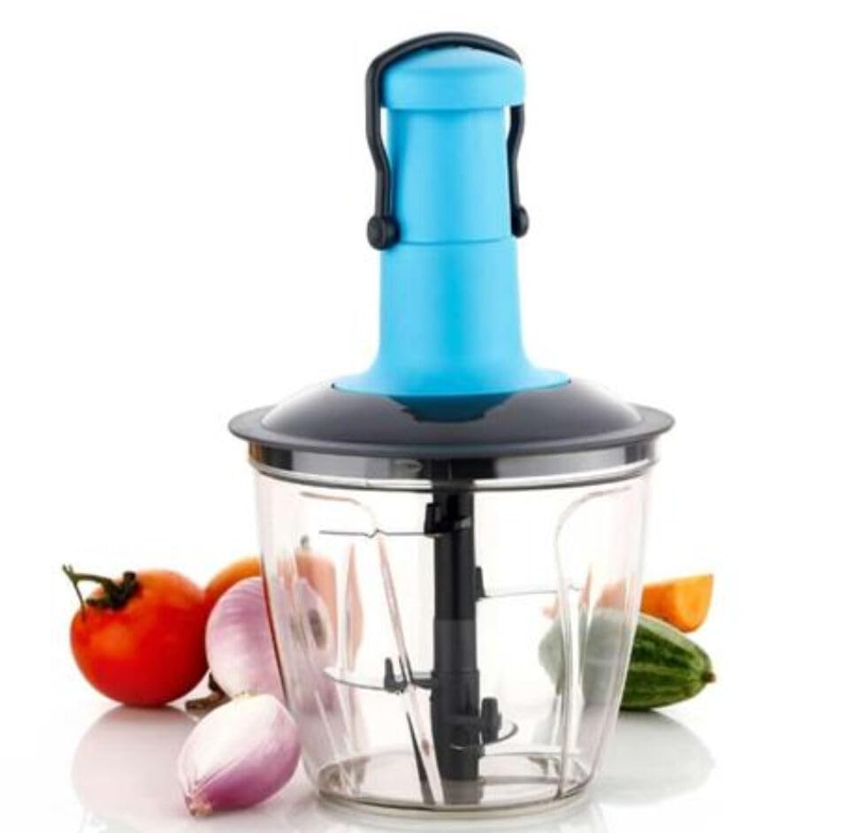 Hand Press Push Chopper 1000ml Fruits & Vegetables Easy to Use for Kitchen Stainless Steel Blades Material Plastic